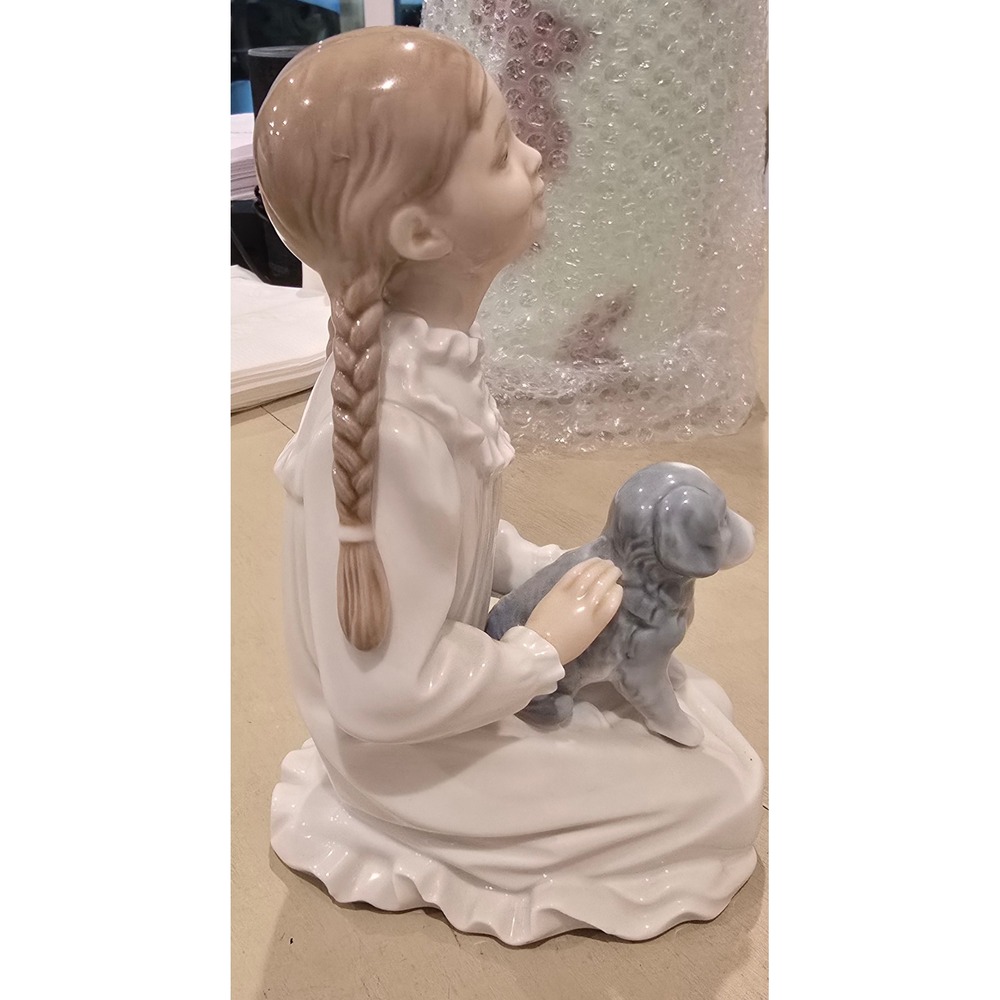 NAO by Lladro Girl with Puppy Dog Porcelain Figurine Daisa 1977 Handmade Spain - Picture 4 of 7